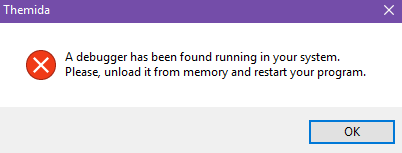 A debugger has been found running in your system というエラー