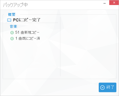 CopyTransでマニュアルバックアップが完了した。