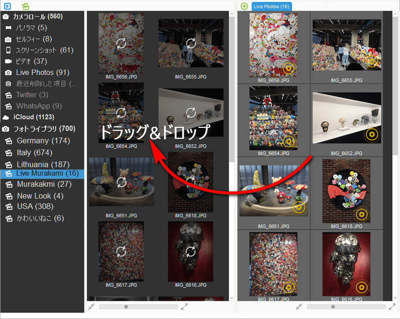 CopyTrans Photoでドラッグ&ドロップで写真をiPhoneに追加