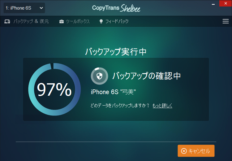 CopyTrans ShelbeeでiPhoneのバックアップを確認