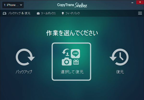 CopyTrans Shelbeeで写真を選択して復元