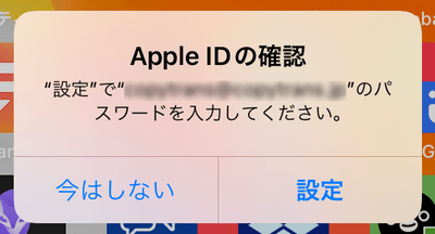 Apple IDのパスワードを入力する必要があるとの警告