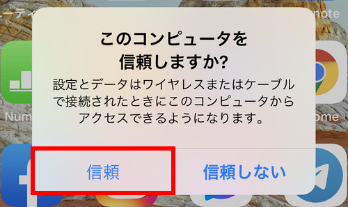 iPhone側に信頼をクリック