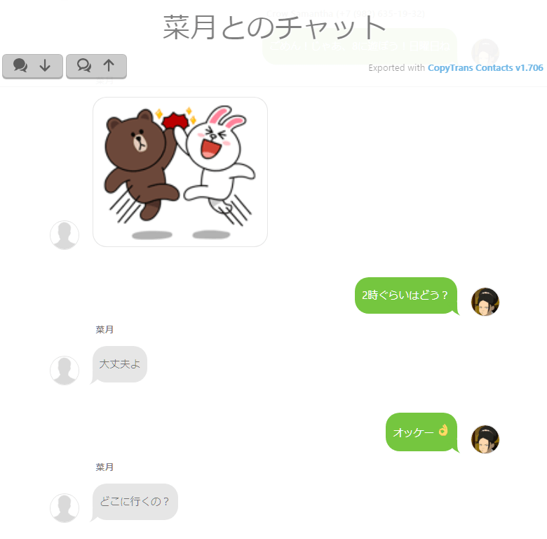 CopyTrans ContactsでエクスポートされたLINEのトーク履歴を表示