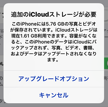 iCloudアップグレードオプション