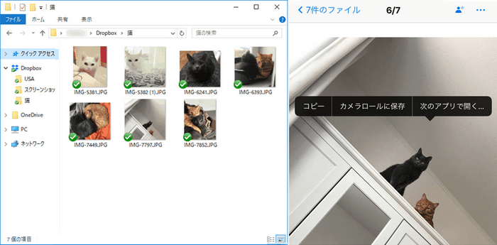 Dropboxから写真をiPhoneに保存