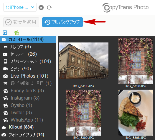 CopyTrans PhotoでiPhoneの写真をバックアップ