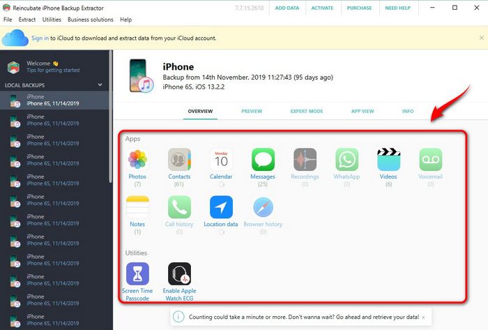 iPhone Backup Extractorでバックアップからデータを抽出