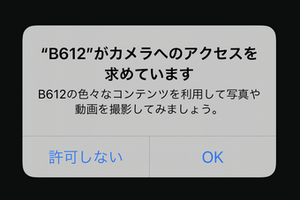 サードパーティのカメラアプリがカメラへのアクセスを求めている