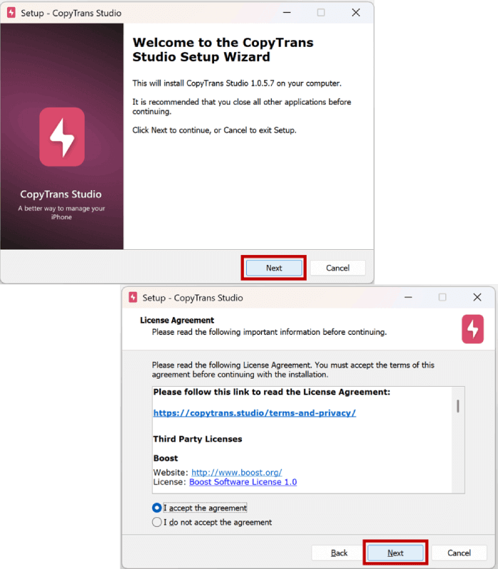 CopyTrans Studioのインストール手順1